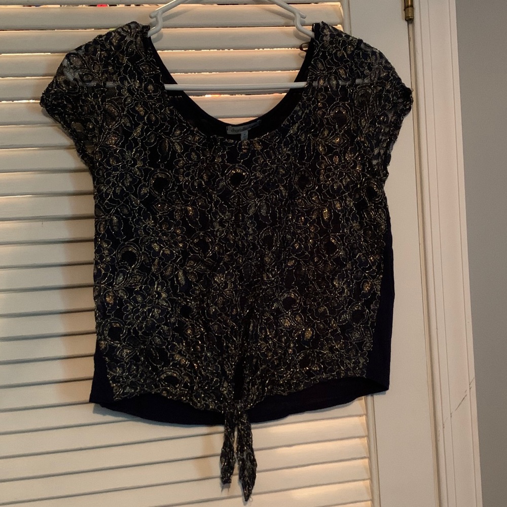 Charlotte Russe Sparkly tie front top
